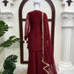 Maroon Mirror Work Kurta Palazzo Set