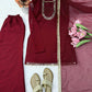 Maroon Mirror Work Kurta Palazzo Set
