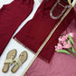 Maroon Mirror Work Kurta Palazzo Set