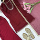 Maroon Mirror Work Kurta Palazzo Set