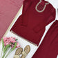 Maroon Mirror Work Kurta Palazzo Set