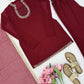 Maroon Mirror Work Kurta Palazzo Set