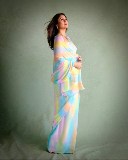 Pastel Tie Dye Chiffon Saree