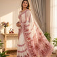 White Faux Georgette Mirror Work Saree