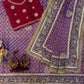 Purple Bandhani Print Chinon Silk Saree