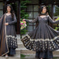 Charcoal Vichitra Silk Anarkali Palazzo Set