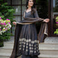 Charcoal Vichitra Silk Anarkali Palazzo Set