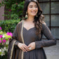 Charcoal Vichitra Silk Anarkali Palazzo Set