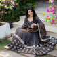 Charcoal Vichitra Silk Anarkali Palazzo Set