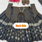 Charcoal Vichitra Silk Anarkali Palazzo Set