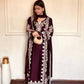 Navy Embroidered Kaftan Suit