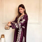 Navy Embroidered Kaftan Suit