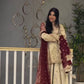 Ivory Chinon Kurta Skirt Set with Dupatta