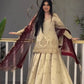 Ivory Chinon Kurta Skirt Set with Dupatta