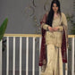 Ivory Chinon Kurta Skirt Set with Dupatta