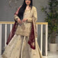 Ivory Chinon Kurta Skirt Set with Dupatta