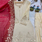 Ivory Chinon Kurta Skirt Set with Dupatta