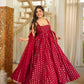 Maroon Jacquard Anarkali Suit with Dupatta