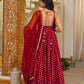 Maroon Jacquard Anarkali Suit with Dupatta