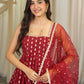 Maroon Jacquard Anarkali Suit with Dupatta