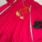 Pink Roman Silk Angrakha Anarkali Set