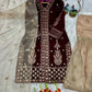 Embroidered Velvet Kurta Sharara Set