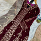 Embroidered Velvet Kurta Sharara Set