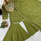 Designer Embroidered Silk Palazzo Suit with Dupatta