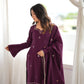 Wine Roman Silk Kurta Palazzo Set