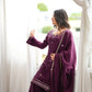 Wine Roman Silk Kurta Palazzo Set