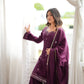 Wine Roman Silk Kurta Palazzo Set
