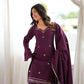 Wine Roman Silk Kurta Palazzo Set