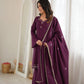 Wine Roman Silk Kurta Palazzo Set