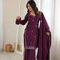 Wine Roman Silk Kurta Palazzo Set