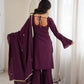 Wine Roman Silk Kurta Palazzo Set