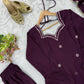 Wine Roman Silk Kurta Palazzo Set