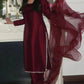 Embroidered Tissue Organza Silk Suit Set with Dupatta