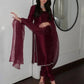 Embroidered Tissue Organza Silk Suit Set with Dupatta