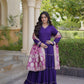 Tiered Rayon Anarkali with Jacquard Dupatta