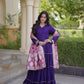 Tiered Rayon Anarkali with Jacquard Dupatta