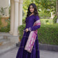 Tiered Rayon Anarkali with Jacquard Dupatta