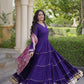 Tiered Rayon Anarkali with Jacquard Dupatta