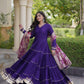 Tiered Rayon Anarkali with Jacquard Dupatta