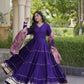 Tiered Rayon Anarkali with Jacquard Dupatta