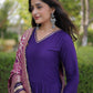 Tiered Rayon Anarkali with Jacquard Dupatta