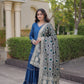 Tiered Rayon Anarkali with Jacquard Dupatta