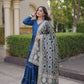 Tiered Rayon Anarkali with Jacquard Dupatta