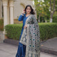 Tiered Rayon Anarkali with Jacquard Dupatta