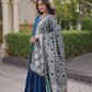 Tiered Rayon Anarkali with Jacquard Dupatta