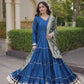 Tiered Rayon Anarkali with Jacquard Dupatta